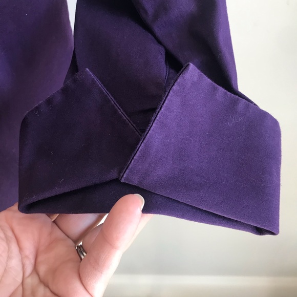 BANANA REPUBLIC Fitted Stretch Button Down, Purple Shirt, 3/4 Length Sleeves, LP - Picture 8 of 15
